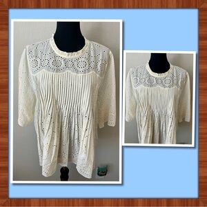 NWOT JOIE CREAM LACE DETAIL BLOUSE SZ XL